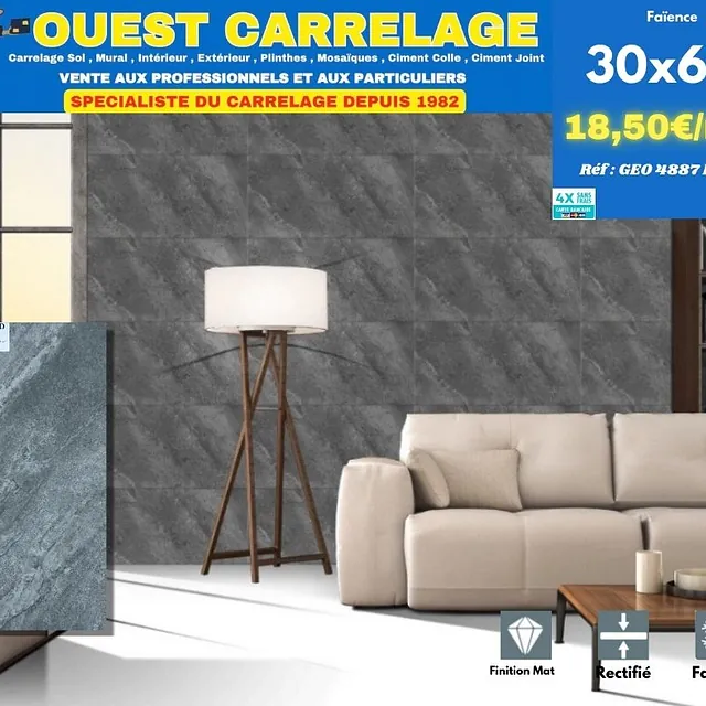 CARRELAGE MURAL PIERRE GRIS