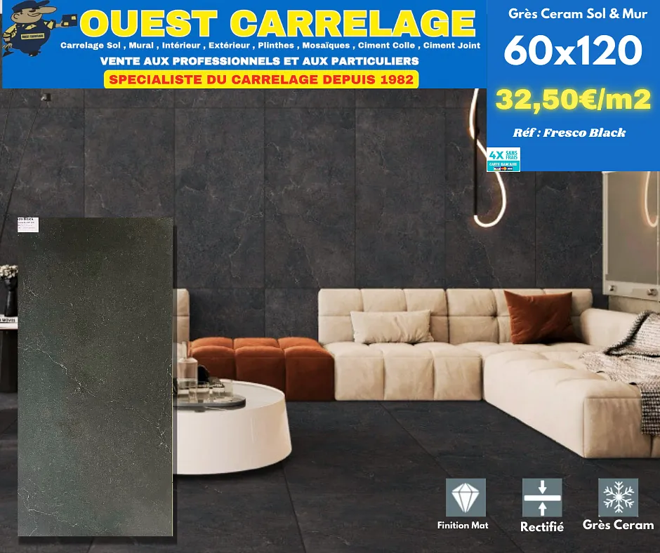 carrelage sol pierre NOIR