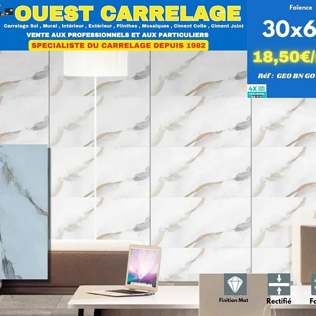 CARRELAGE MURAL MARBRE BLANC