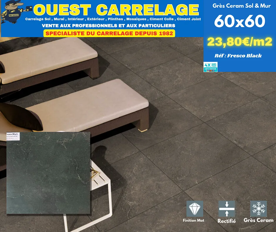 carrelage sol pierre NOIR