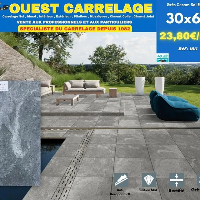 carrelage sol pierre GRIS