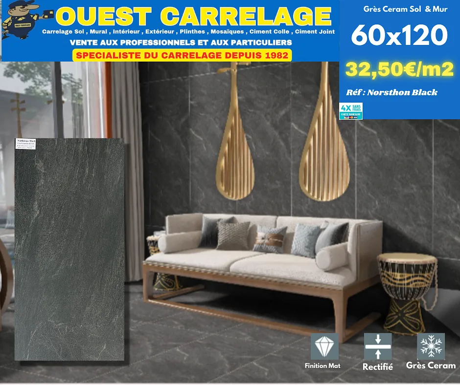 carrelage sol pierre NOIR