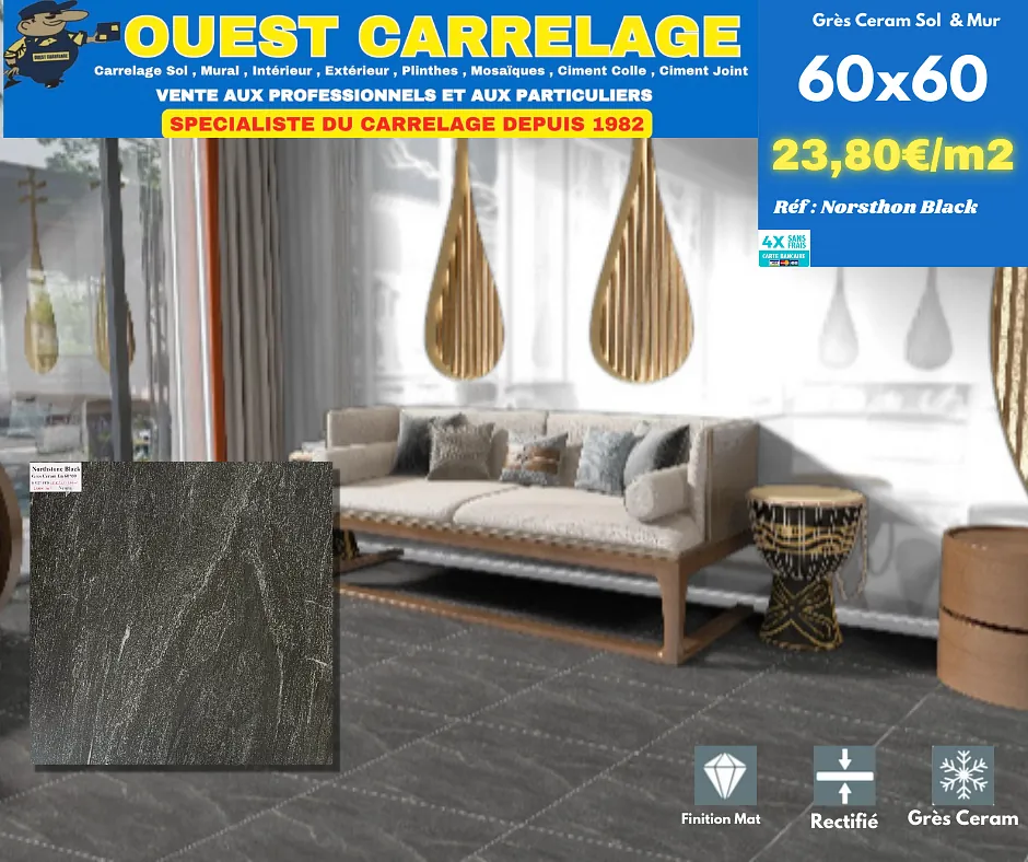 carrelage sol pierre NOIR