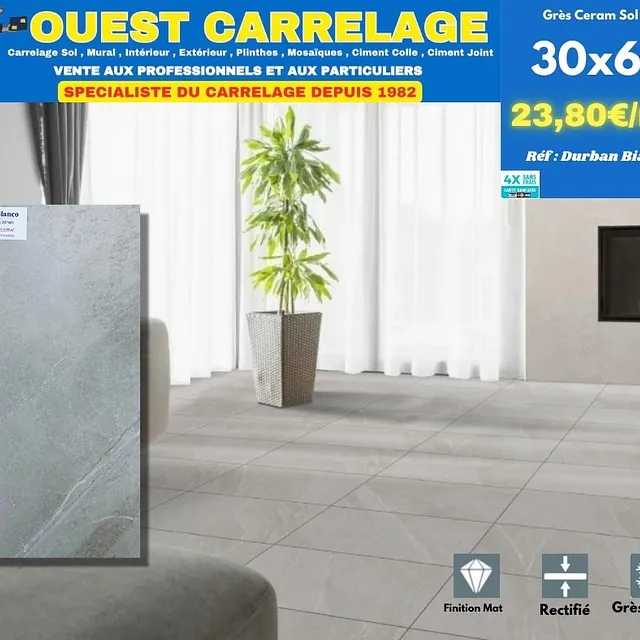 carrelage sol pierre BLANC