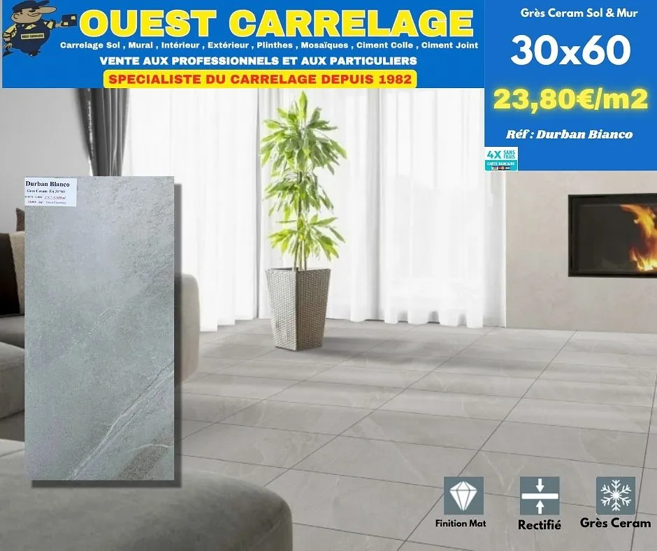 carrelage sol pierre BLANC
