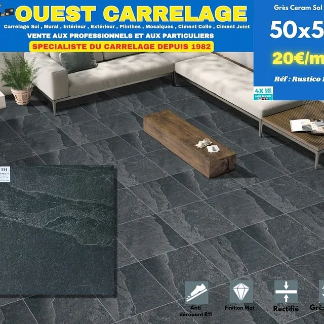 carrelage sol pierre noir