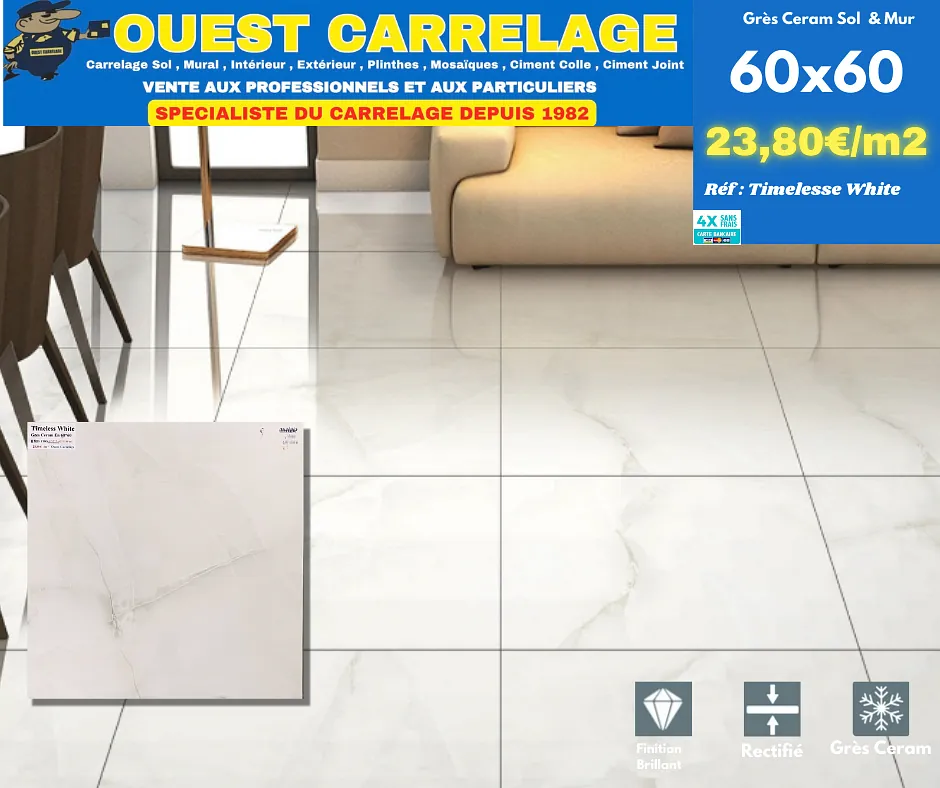carrelage sol marbre BLANC