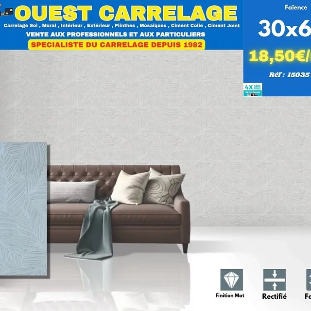 CARRELAGE MURAL MOTIF GRIS