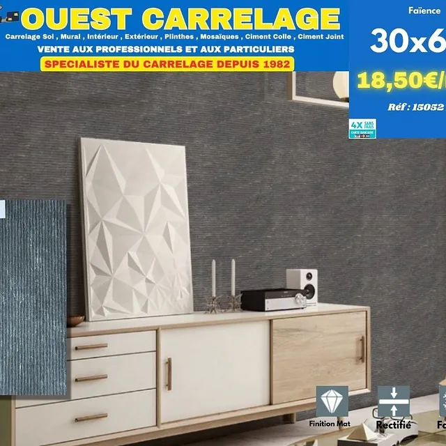 CARRELAGE MURAL MOTIF NOIR