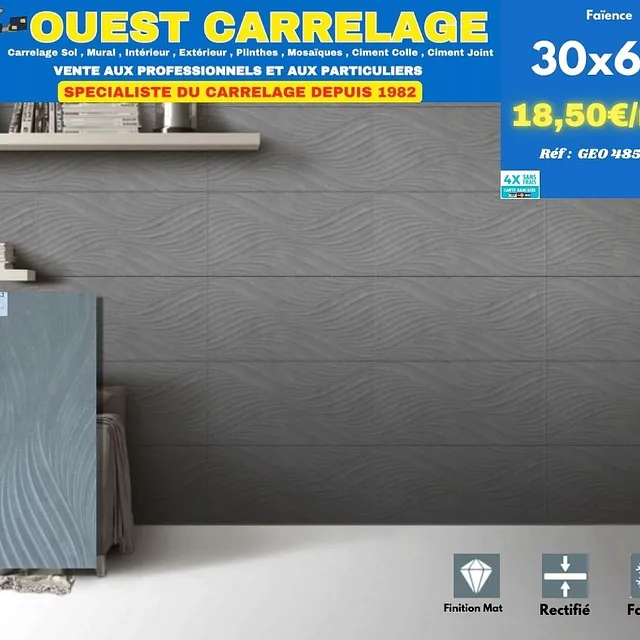 CARRELAGE MURAL MOTIF GRIS