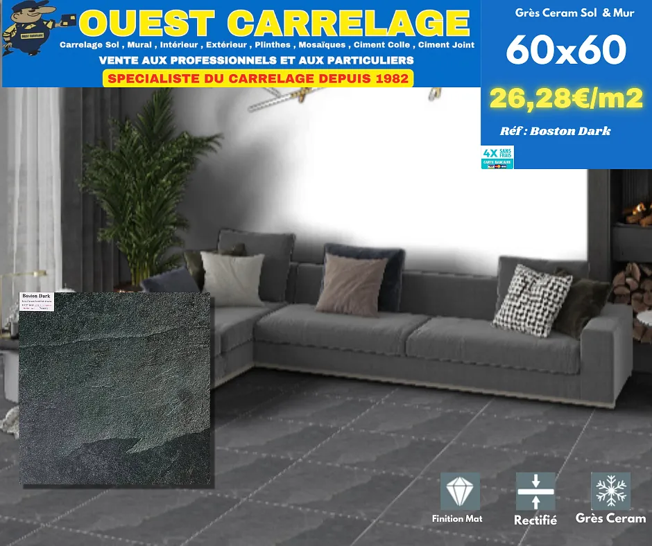 carrelage sol pierre NOIR