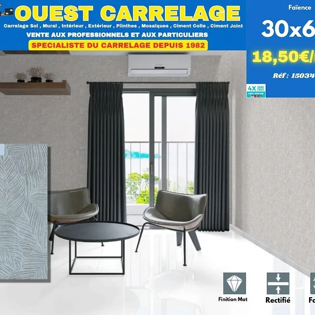 CARRELAGE MURAL MOTIF GRIS