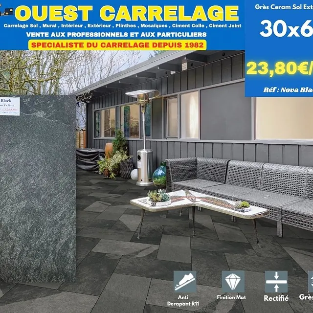 carrelage sol pierre NOIR