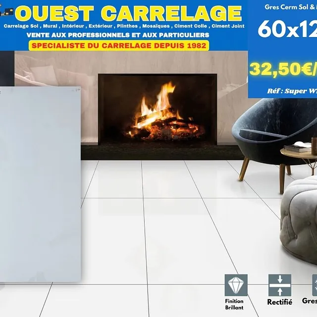 carrelage sol BLANC BRILLANT