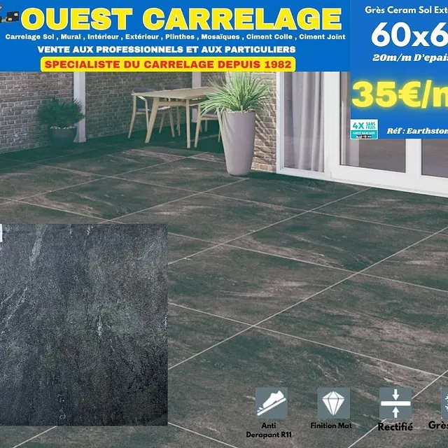 carrelage sol pierre noir